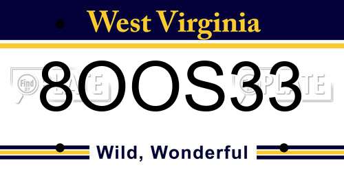 8OOS33 West Virginia License Plate