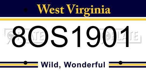 8OS1901 West Virginia License Plate