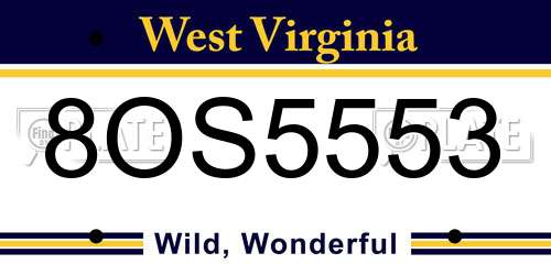 8OS5553 West Virginia License Plate