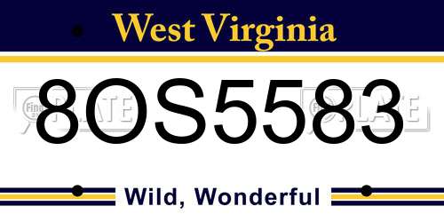 8OS5583 West Virginia License Plate