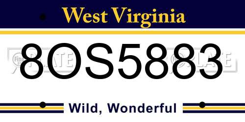 8OS5883 West Virginia License Plate