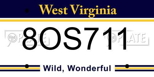8OS711 West Virginia License Plate