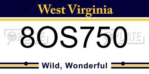 8OS750 West Virginia License Plate