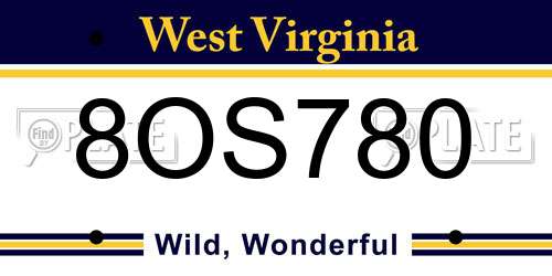 8OS780 West Virginia License Plate