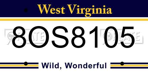 8OS8105 West Virginia License Plate