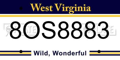8OS8883 West Virginia License Plate