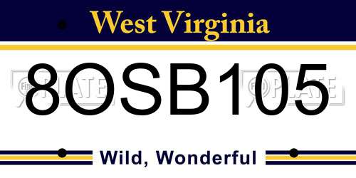 8OSB105 West Virginia License Plate