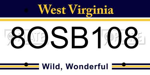 8OSB108 West Virginia License Plate