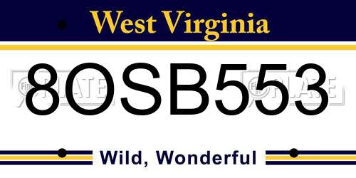 8OSB553 West Virginia License Plate