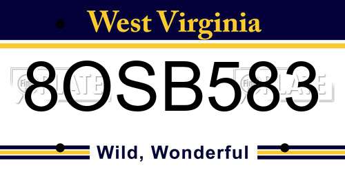 8OSB583 West Virginia License Plate