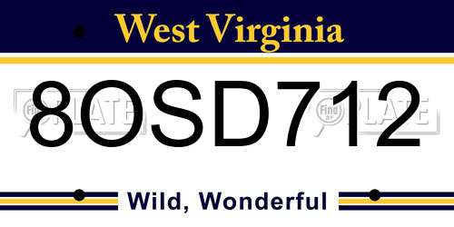 8OSD712 West Virginia License Plate