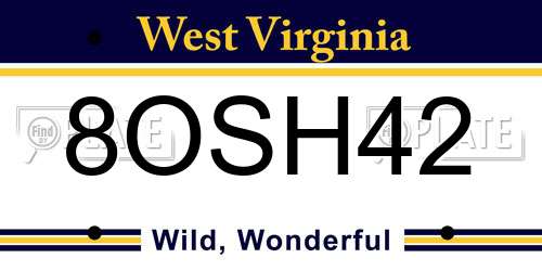 8OSH42 West Virginia License Plate