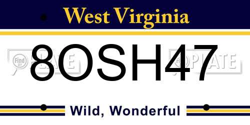 8OSH47 West Virginia License Plate