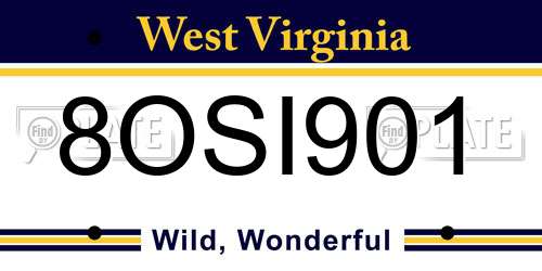 8OSI901 West Virginia License Plate