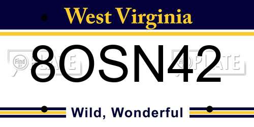 8OSN42 West Virginia License Plate
