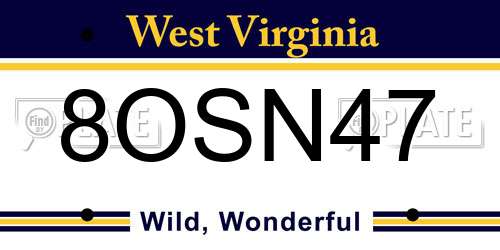 8OSN47 West Virginia License Plate