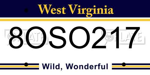 8OSO217 West Virginia License Plate
