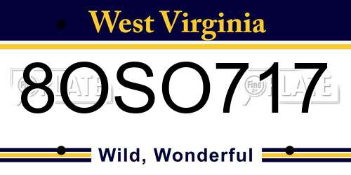 8OSO717 West Virginia License Plate