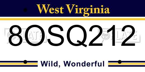 8OSQ212 West Virginia License Plate
