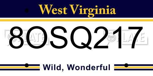 8OSQ217 West Virginia License Plate