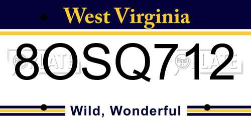 8OSQ712 West Virginia License Plate