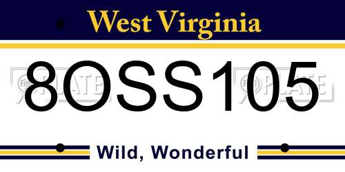 8OSS105 West Virginia License Plate