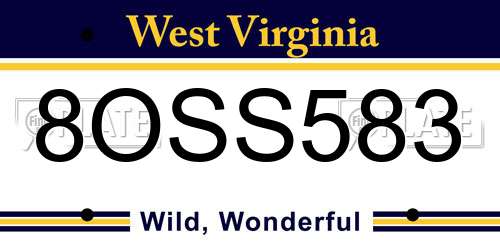 8OSS583 West Virginia License Plate