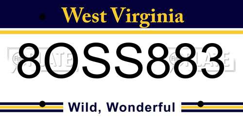 8OSS883 West Virginia License Plate