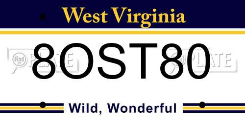 8OST80 West Virginia License Plate