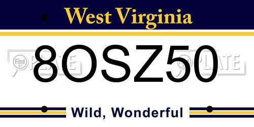 8OSZ50 West Virginia License Plate