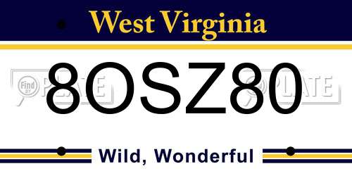8OSZ80 West Virginia License Plate