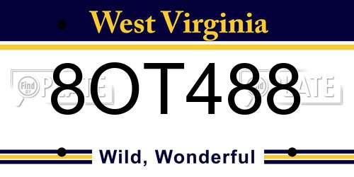 8OT488 West Virginia License Plate