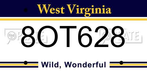 8OT628 West Virginia License Plate