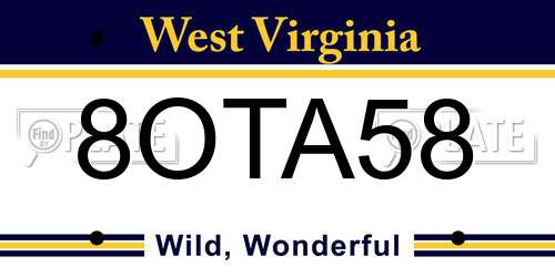8OTA58 West Virginia License Plate