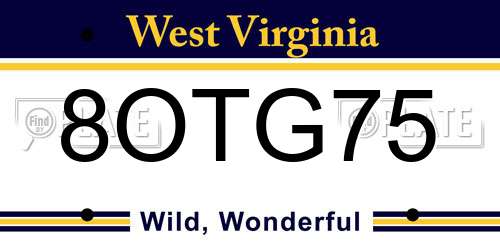 8OTG75 West Virginia License Plate
