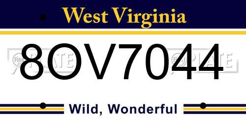 8OV7044 West Virginia License Plate
