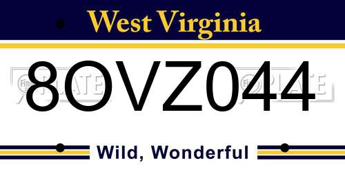 8OVZ044 West Virginia License Plate
