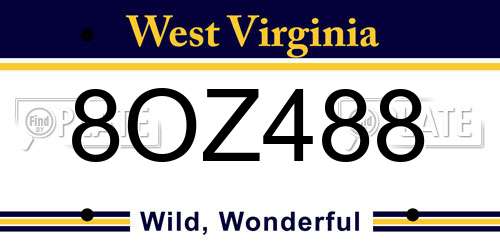8OZ488 West Virginia License Plate
