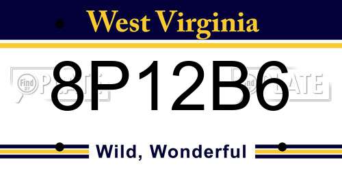 8P12B6 West Virginia License Plate