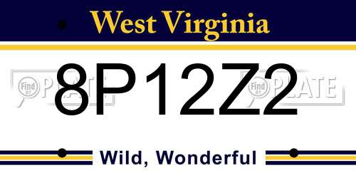 8P12Z2 West Virginia License Plate