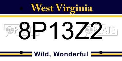 8P13Z2 West Virginia License Plate