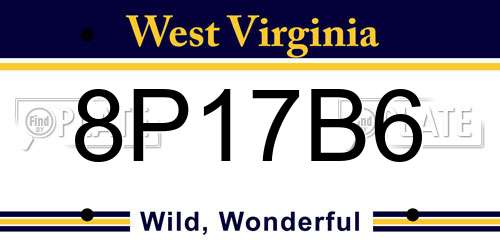 8P17B6 West Virginia License Plate