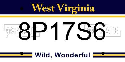 8P17S6 West Virginia License Plate