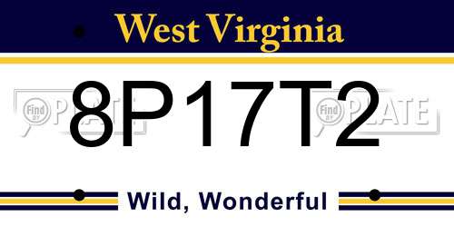 8P17T2 West Virginia License Plate