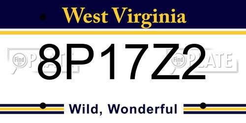 8P17Z2 West Virginia License Plate