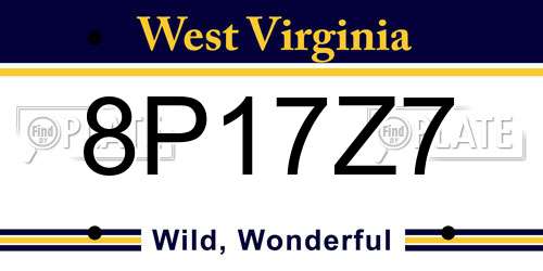 8P17Z7 West Virginia License Plate