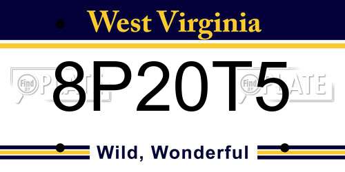 8P20T5 West Virginia License Plate
