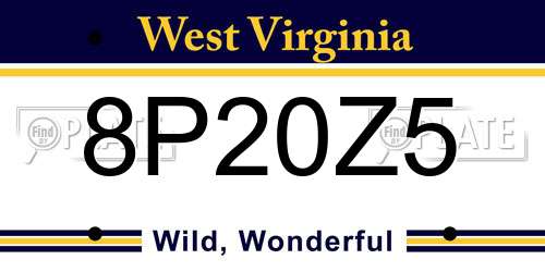 8P20Z5 West Virginia License Plate