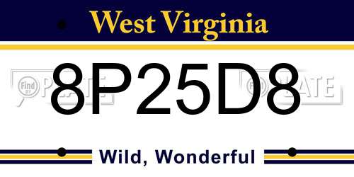 8P25D8 West Virginia License Plate
