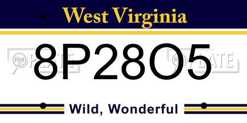 8P28O5 West Virginia License Plate
